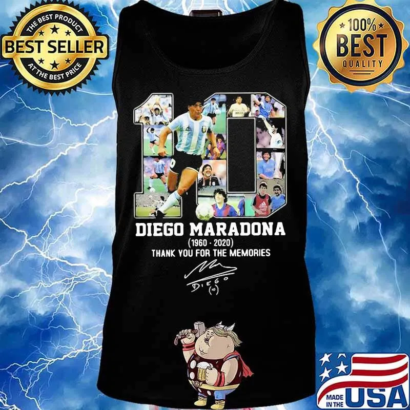 Diego Maradona 10 Argentina Football Thank You For The Memories 1960 2020 Signuature Shirt Tank top