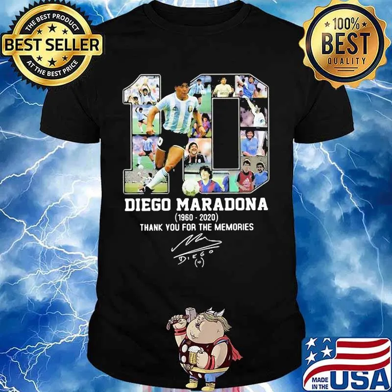 Diego Maradona 10 Argentina Football Thank You For The Memories 1960 2020 Signuature Shirt