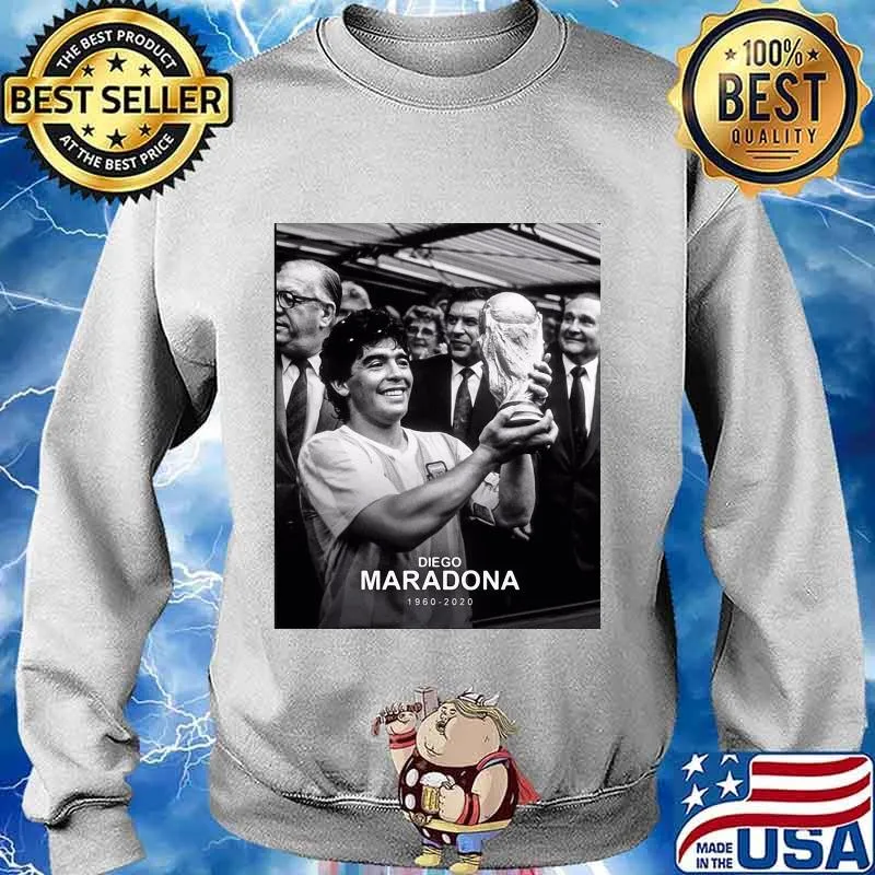Diego Maradona 1960 2020 Holding Cup In Hand Legend Football Shirt Sweater