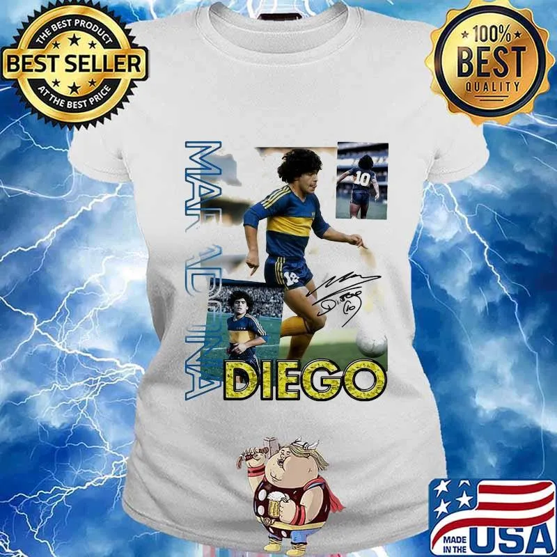 Diego Maradona Ten Football Signature Shirt Ladies tee