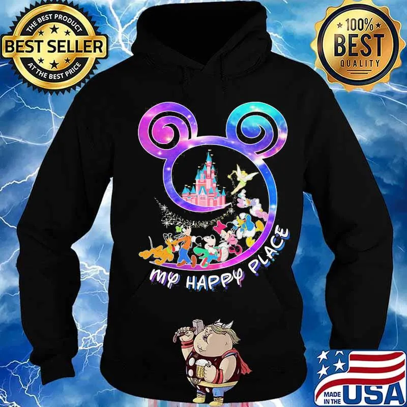 Disney mickey mouse and characters my happy place s Hoodie