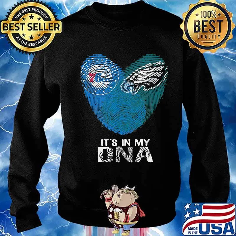 Eagles 76ers It's In My Dna Heart Fingerprints Shirt Sweater