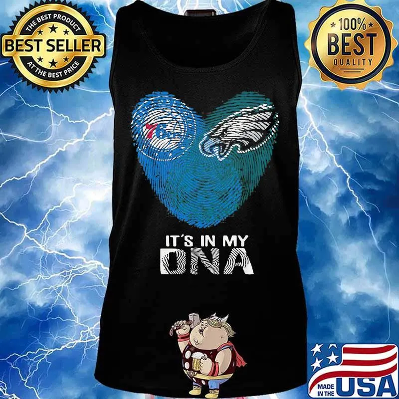 Eagles 76ers It's In My Dna Heart Fingerprints Shirt Tank top