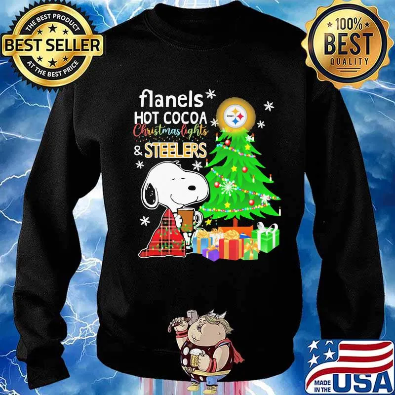 Flannels Hot Cocoa Christmaslights Steelers Christmastree Snoopy Shirt Sweater