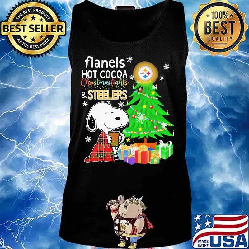 Flannels Hot Cocoa Christmaslights Steelers Christmastree Snoopy Shirt Tank top