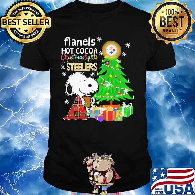 Flannels Hot Cocoa Christmaslights Steelers Christmastree Snoopy Shirt