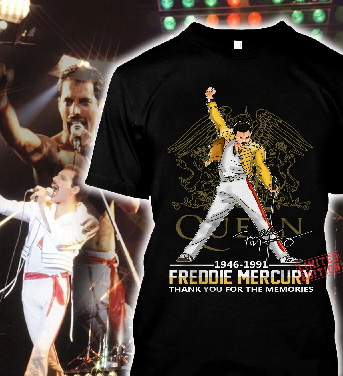 Freddie Mercury Thank You For The Memories 1946-1991 T-shirt Hoodie Tank Top Size Up To 5xl