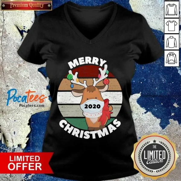 Funny Merry Christmas 2020 Reindeer Wear Mask Vintage Shirt - Image 3