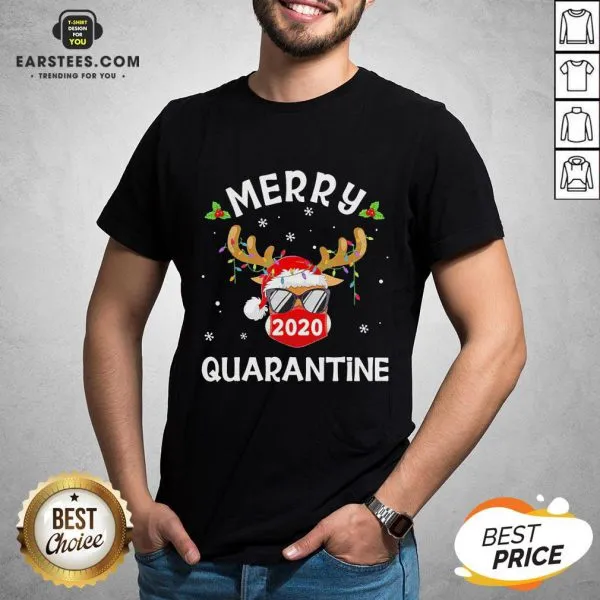 Funny Reindeer Face Mask Santa Merry Quarantine Christmas Sweater Shirt