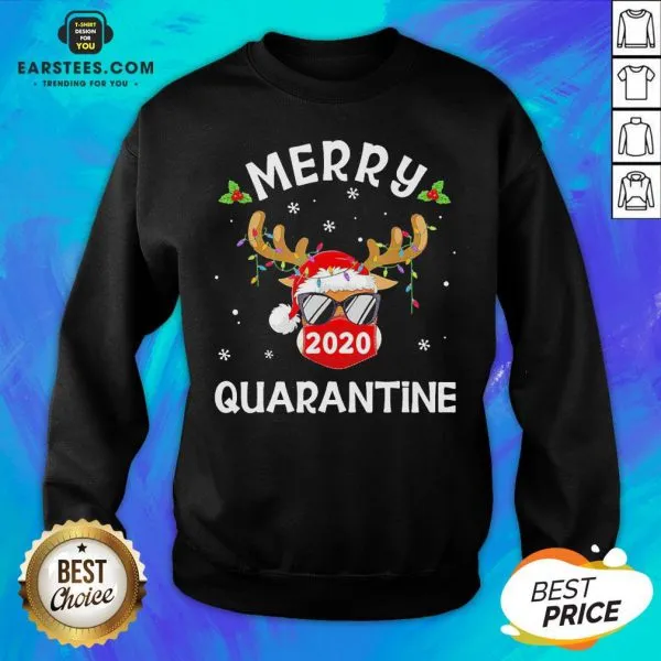 Funny Reindeer Face Mask Santa Merry Quarantine Christmas Sweater Shirt - Image 5