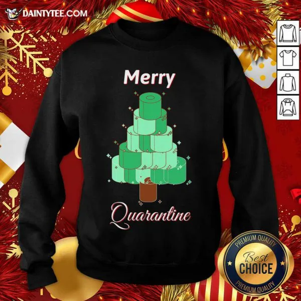 Funny Toilet Paper Christmas Tree Merry Quarantine T-Shirt - Image 2