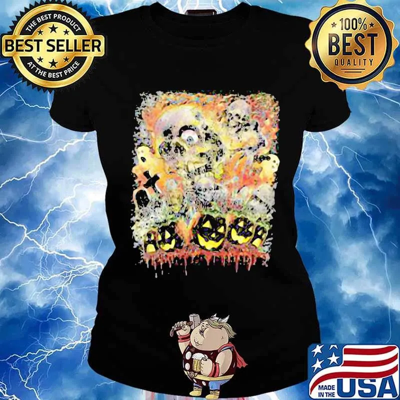 God Cross Skull Witch Pumpkin Halloween Shirt Ladies tee