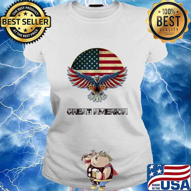 Great America Trump Falcon Eagle American Flag Shirt Ladies tee