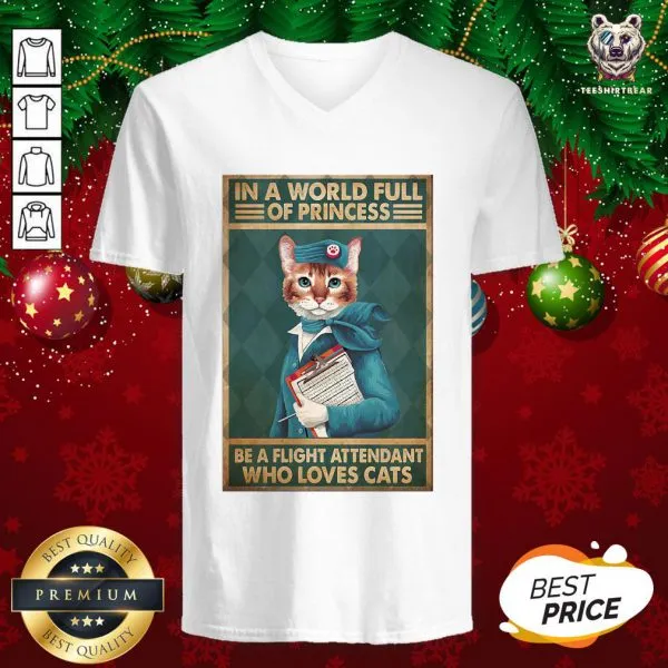 Great Light Attendants Easily Distracted In A World Full Of Princess Be A Flight Attendant Who Loves Cats Shirt - Image 2