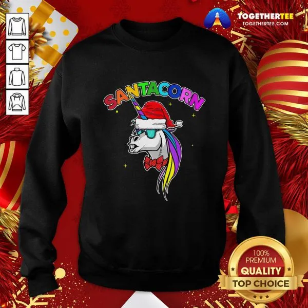 Great Santacorn Unicorn Santa Hat Christmas Shirt - Image 4