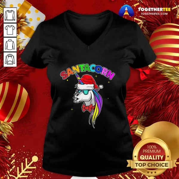 Great Santacorn Unicorn Santa Hat Christmas Shirt - Image 2