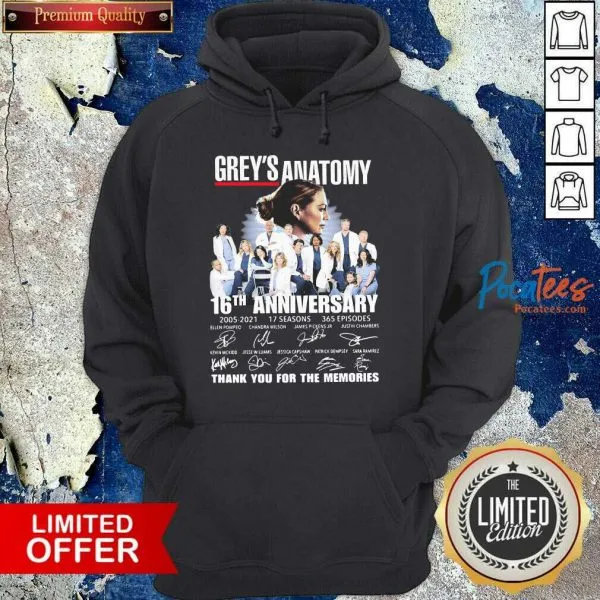 Greys Anatomy 16th Anniversary 2005 2021 Thank You For The Memories Signatures Shirt - Image 2