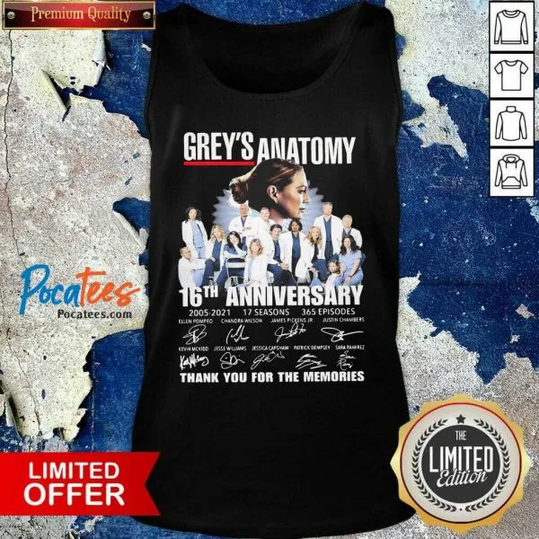 Greys Anatomy 16th Anniversary 2005 2021 Thank You For The Memories Signatures Shirt - Image 4