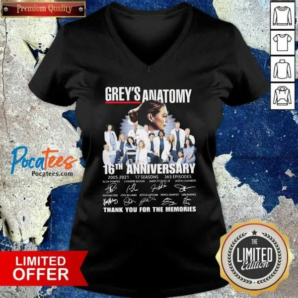 Greys Anatomy 16th Anniversary 2005 2021 Thank You For The Memories Signatures Shirt - Image 3