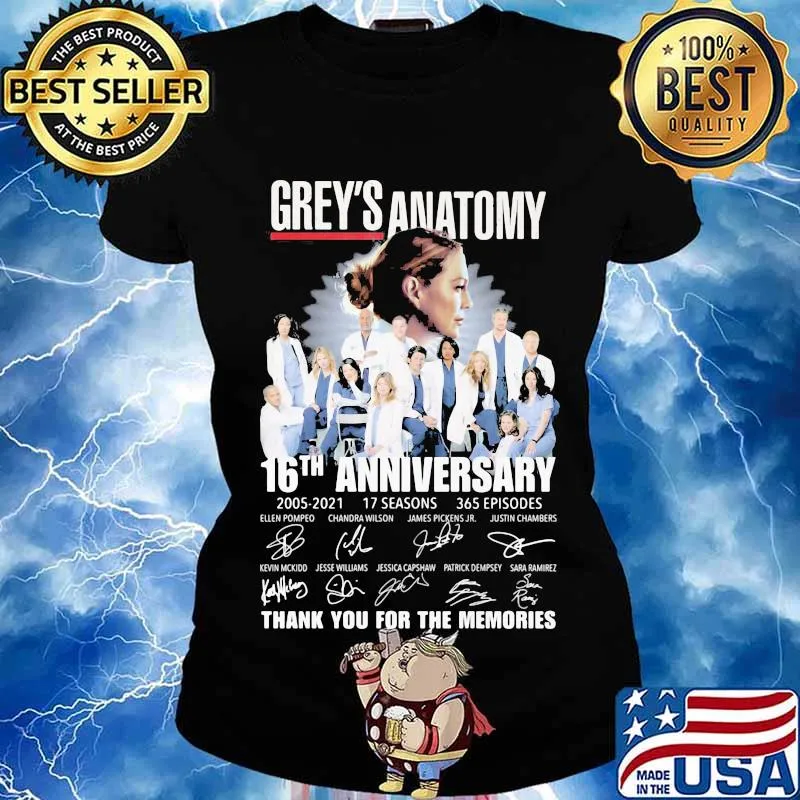 Grey’s Anatomy 16th Anniversary Birthday Thank For The Memories Signature Shirt Ladies tee