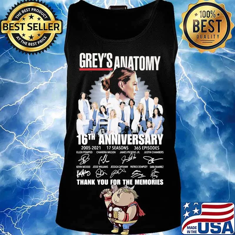 Grey’s Anatomy 16th Anniversary Birthday Thank For The Memories Signature Shirt Tank top