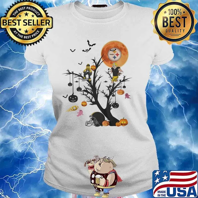 Happy halloween tree pittsburgh steelers moon s Ladies tee