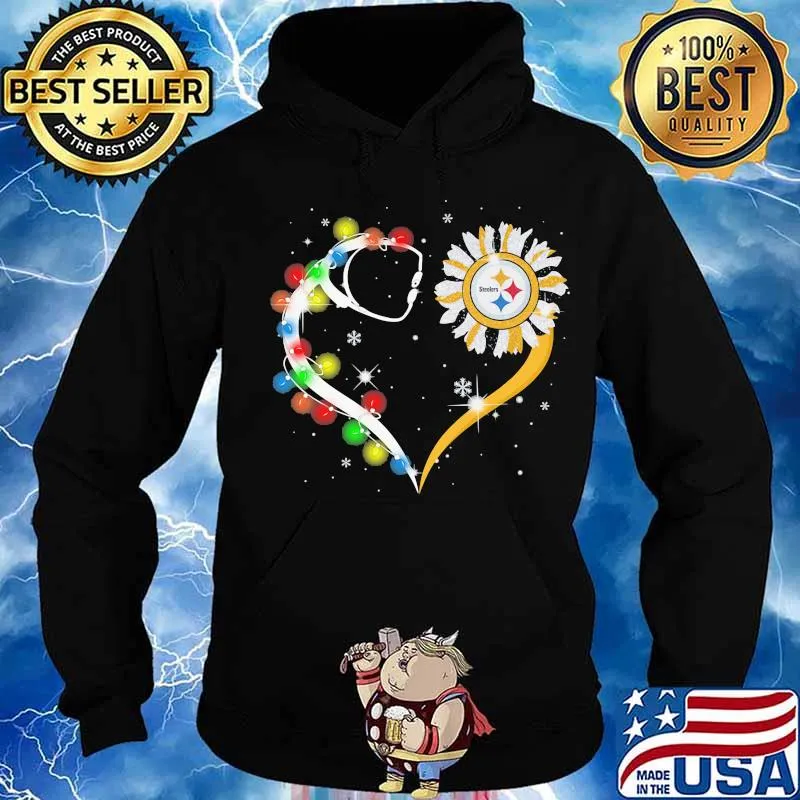Heart Flower Sparkling Lights Steelers Shirt Hoodie