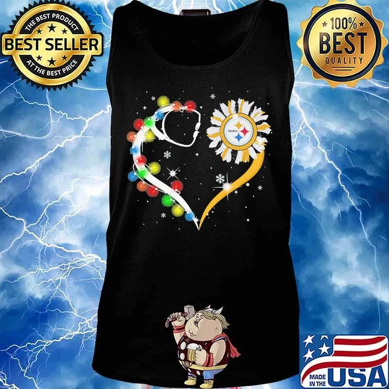 Heart Flower Sparkling Lights Steelers Shirt Tank top