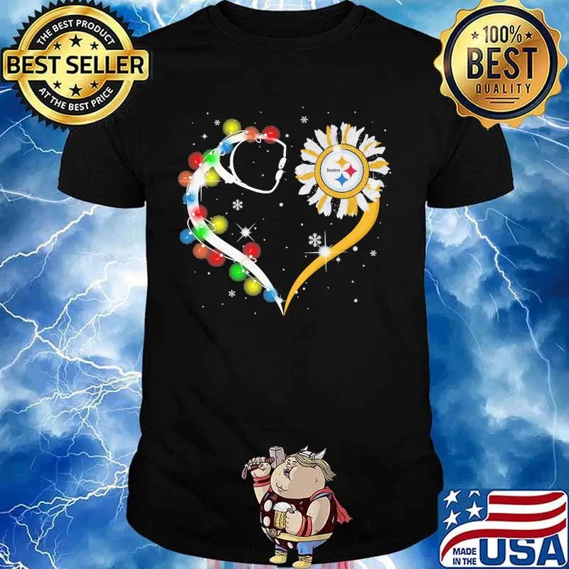 Heart Flower Sparkling Lights Steelers Shirt