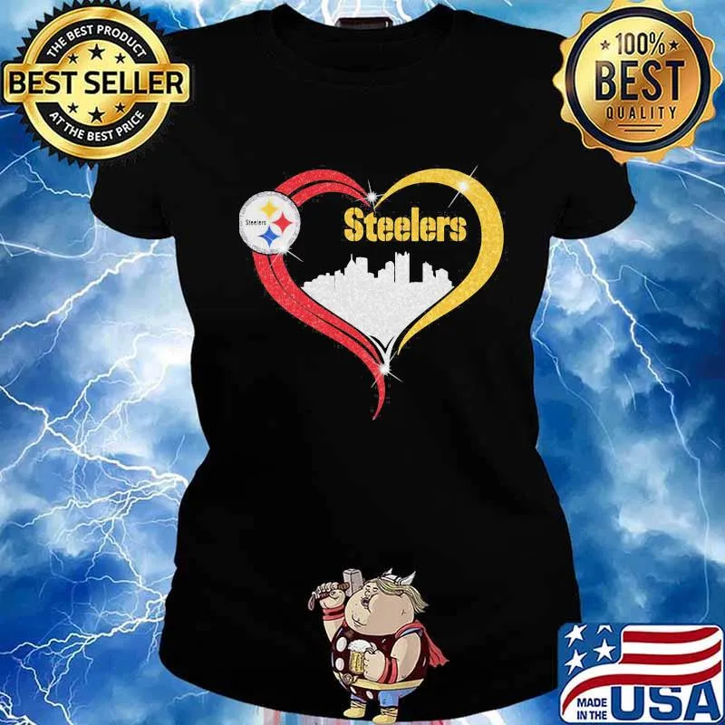Heart Red Gold Steelers City Shirt Ladies tee