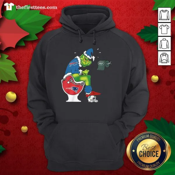 Funny The Grinch Buffalo Bills Shit On Toilet New England Patriots Christmas Shirt - Image 5