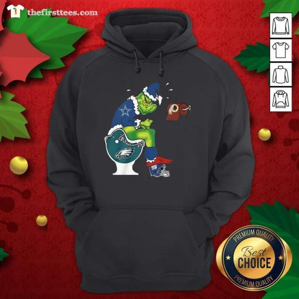 Top The Grinch Dallas Cowboys Shit On Toilet Philadelphia Eagles Christmas Shirt - Image 3
