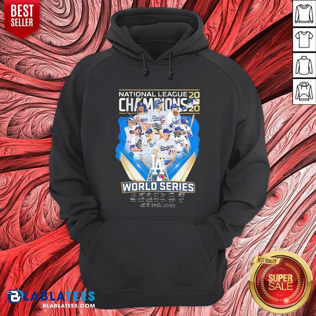 Hot Los Angeles Dodgers National League Champions 2020 World Series Signatures Shirt - Image 5