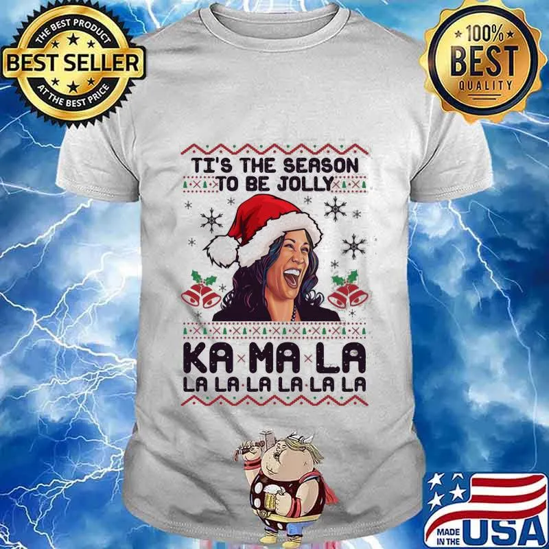 It's the season to be jolly kamala harris la la la ugly christmas shirt