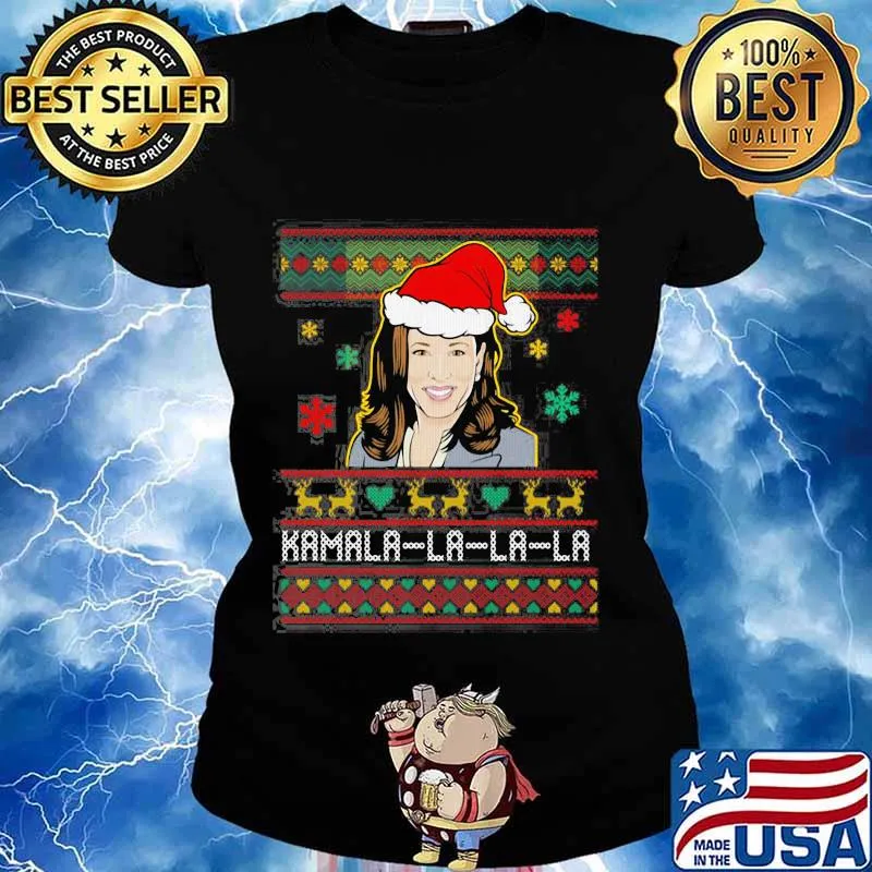 Kamala Harris Wear Hat Santa Merry Xmas Shirt Ladies tee