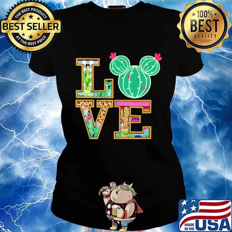 Love mickey mouse cactus leopard s Ladies tee