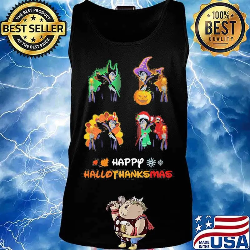 Maleficent happy hallothanksmas halloween thanksgiving christmas s Tank top