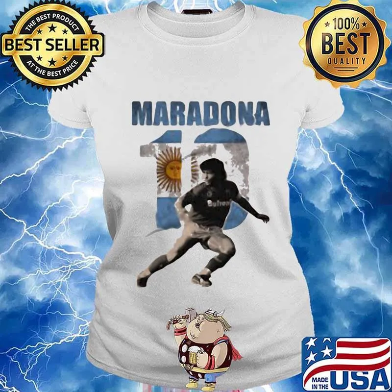 Maradona Legend Argentina Tee World Cup N10 Sun Shirt Ladies tee