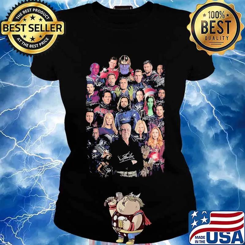 Marvel heroes stan lee signatures s Ladies tee