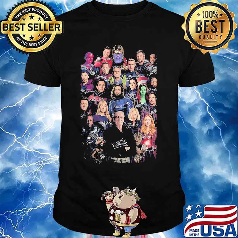 Marvel heroes stan lee signatures shirt