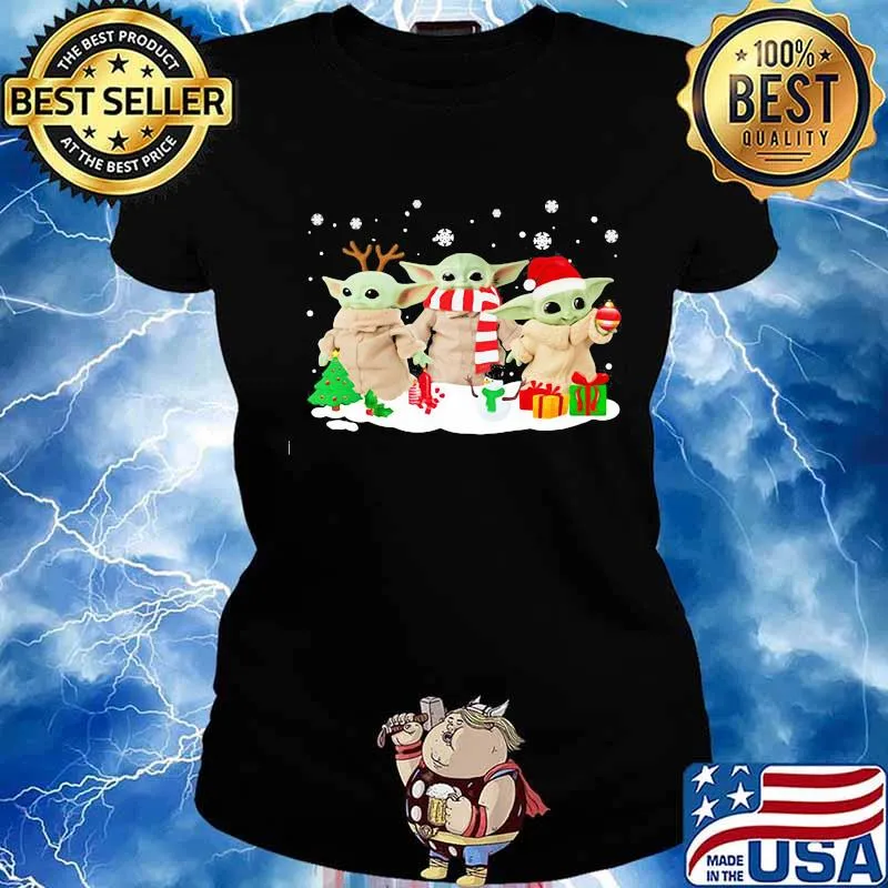 Merry christmas baby yoda snow vintage s Ladies tee