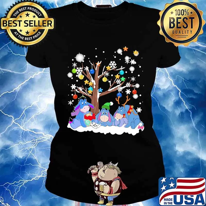 Merry christmas eeyore donkey snow s Ladies tee