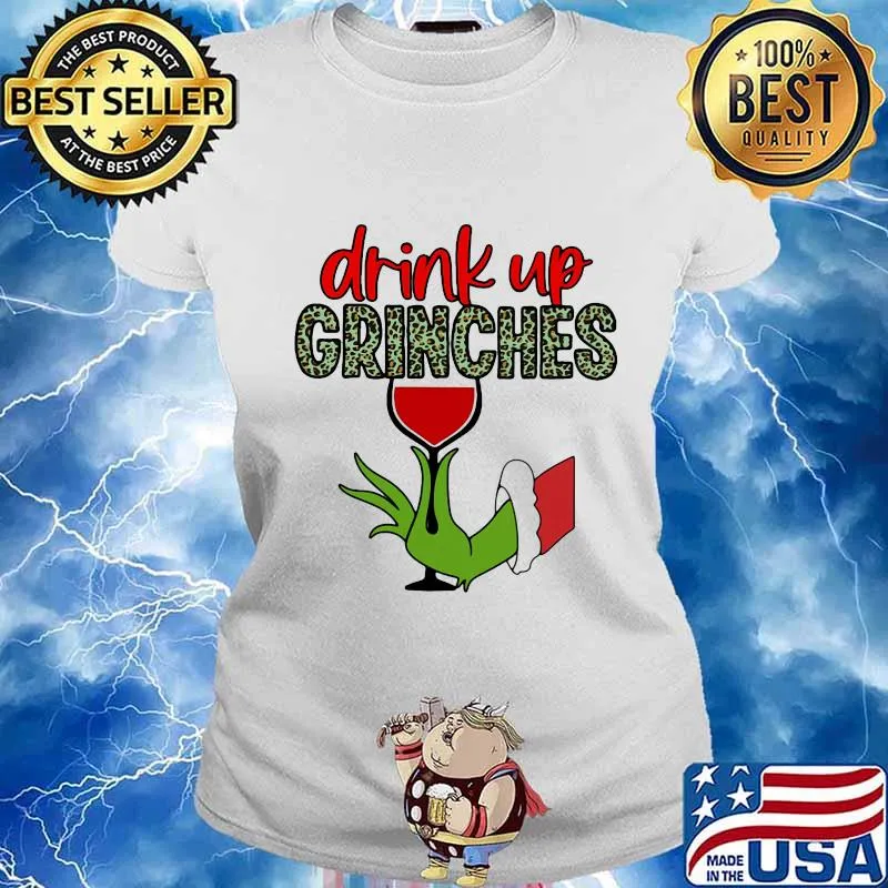 Merry christmas grinch drink up grinches leopard s Ladies tee