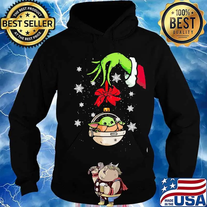 Merry christmas grinch holding baby yoda s Hoodie