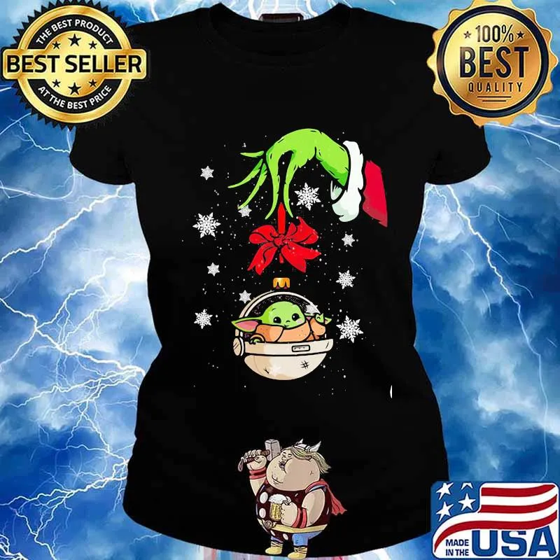 Merry christmas grinch holding baby yoda s Ladies tee