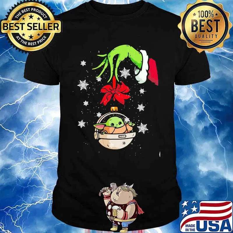 Merry christmas grinch holding baby yoda shirt