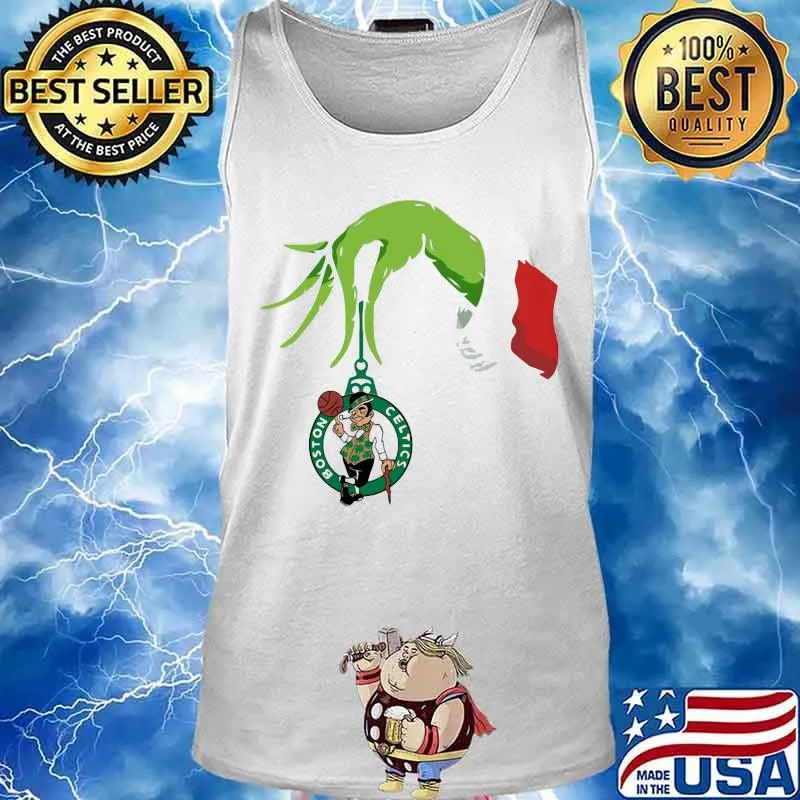 Merry christmas grinch holding boston celtics basketball logo s Tank top
