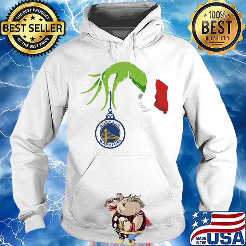 Merry christmas grinch holding golden state warriors logo s Hoodie