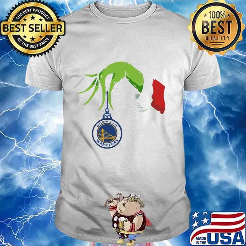 Merry christmas grinch holding golden state warriors logo shirt