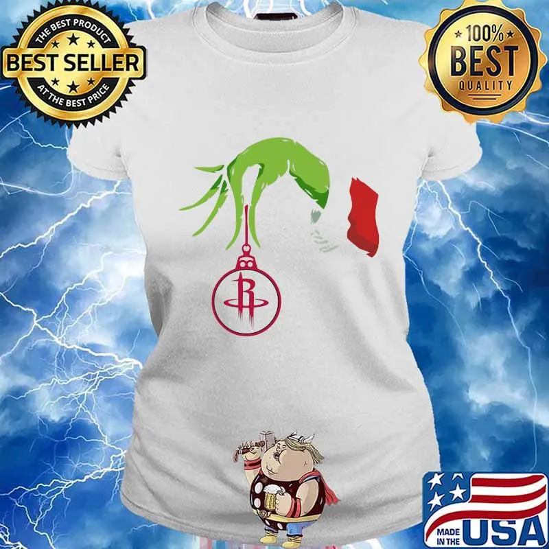 Merry christmas grinch holding houston rockets logo s Ladies tee